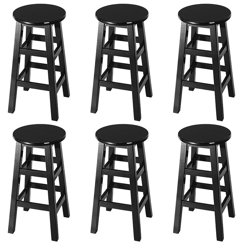 Silla alta redonda de madera maciza sin respaldo Silla de mostrador de madera industrial con 4 patas
