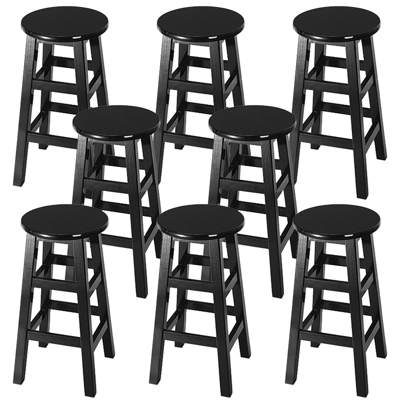 Silla alta redonda de madera maciza sin respaldo Silla de mostrador de madera industrial con 4 patas