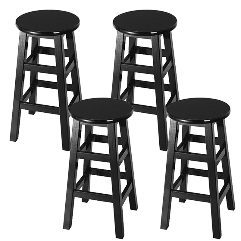 Silla alta redonda de madera maciza sin respaldo Silla de mostrador de madera industrial con 4 patas