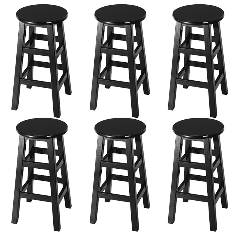 Silla alta redonda de madera maciza sin respaldo Silla de mostrador de madera industrial con 4 patas