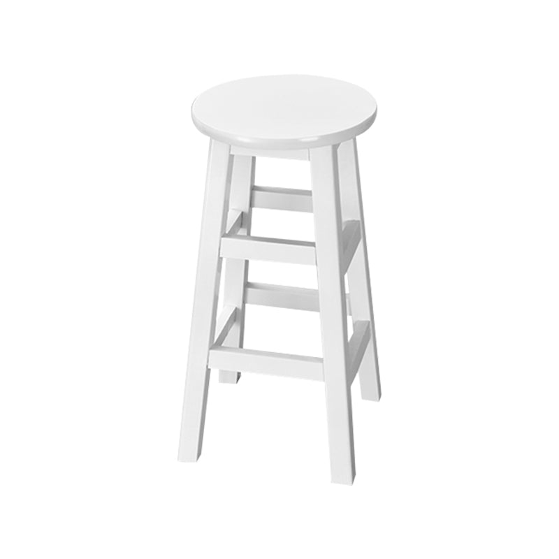 Silla alta redonda de madera maciza sin respaldo Silla de mostrador de madera industrial con 4 patas