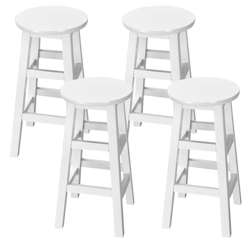 Silla alta redonda de madera maciza sin respaldo Silla de mostrador de madera industrial con 4 patas