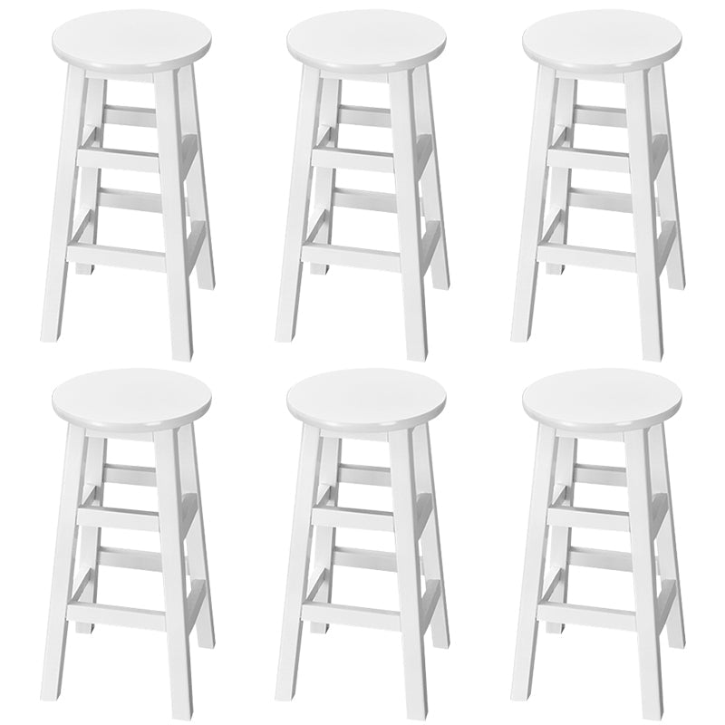 Silla alta redonda de madera maciza sin respaldo Silla de mostrador de madera industrial con 4 patas