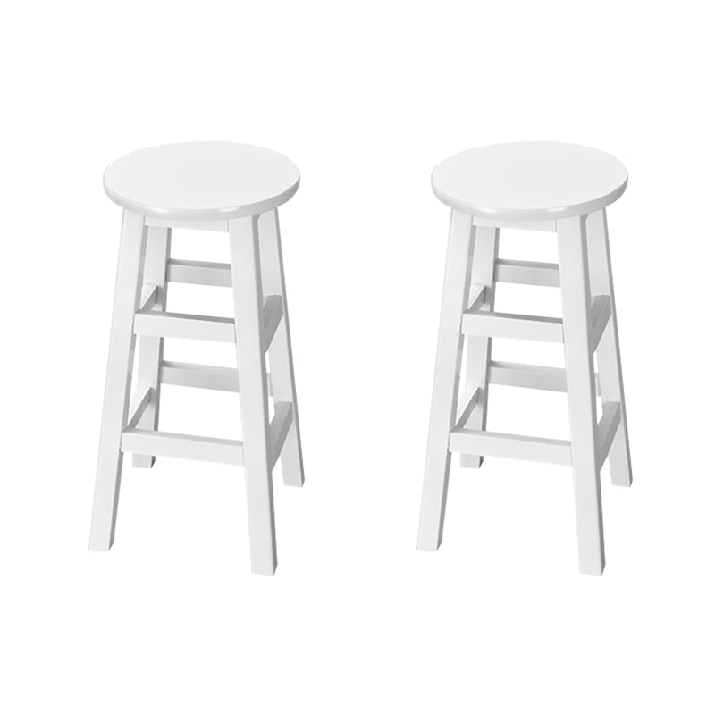 Silla alta redonda de madera maciza sin respaldo Silla de mostrador de madera industrial con 4 patas