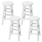 Silla alta redonda de madera maciza sin respaldo Silla de mostrador de madera industrial con 4 patas