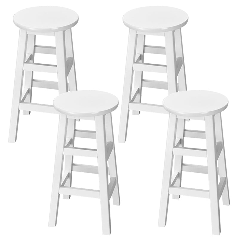 Silla alta redonda de madera maciza sin respaldo Silla de mostrador de madera industrial con 4 patas