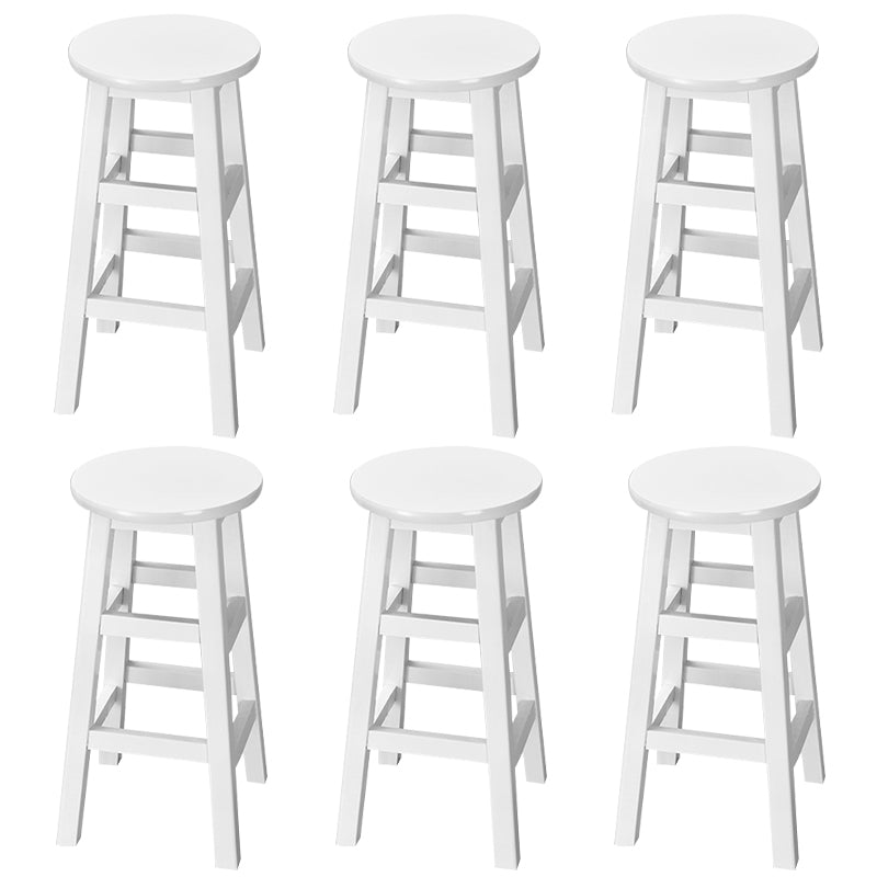 Silla alta redonda de madera maciza sin respaldo Silla de mostrador de madera industrial con 4 patas