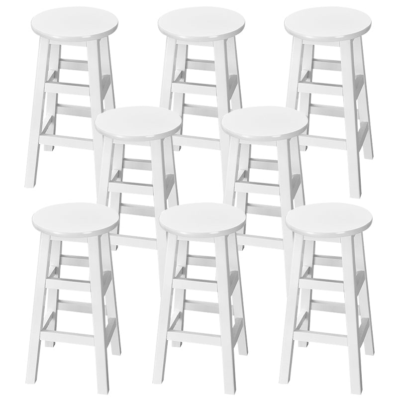 Silla alta redonda de madera maciza sin respaldo Silla de mostrador de madera industrial con 4 patas