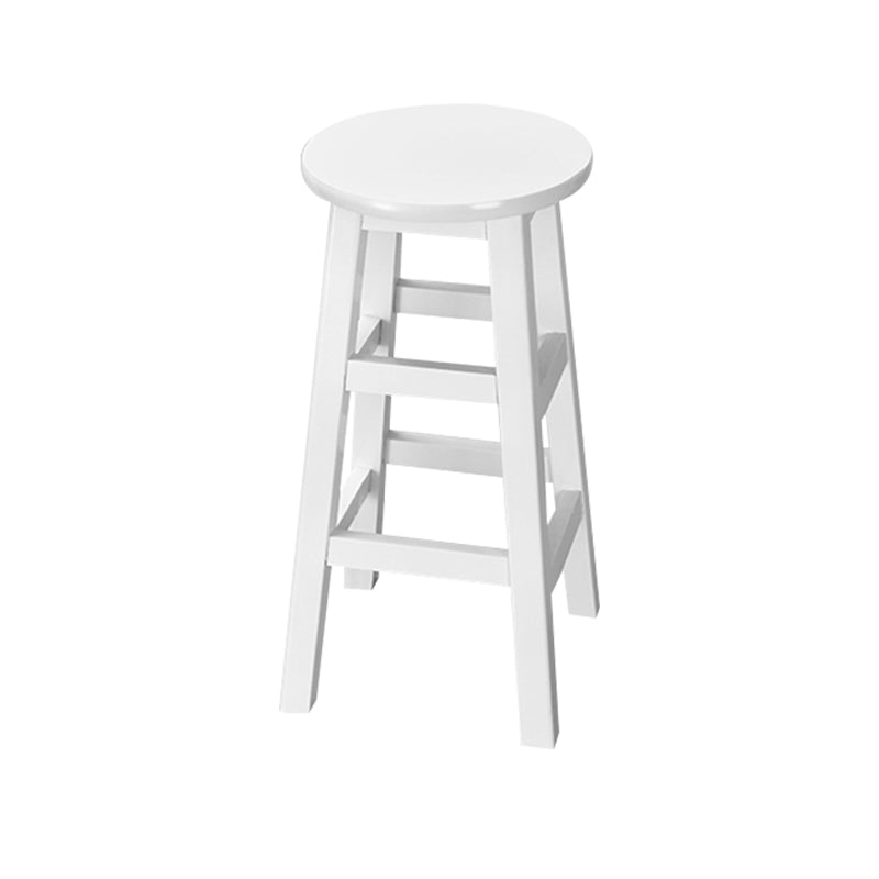 Silla alta redonda de madera maciza sin respaldo Silla de mostrador de madera industrial con 4 patas