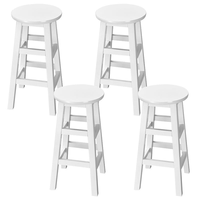 Silla alta redonda de madera maciza sin respaldo Silla de mostrador de madera industrial con 4 patas