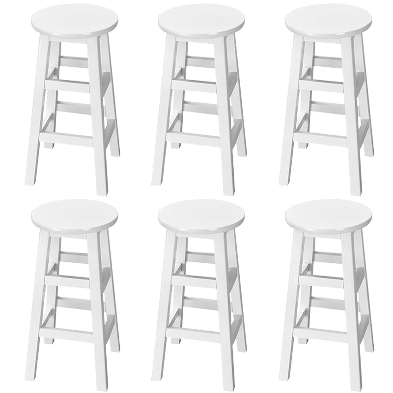 Silla alta redonda de madera maciza sin respaldo Silla de mostrador de madera industrial con 4 patas
