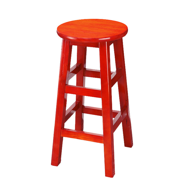 Silla alta redonda de madera maciza sin respaldo Silla de mostrador de madera industrial con 4 patas