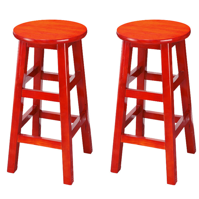 Silla alta redonda de madera maciza sin respaldo Silla de mostrador de madera industrial con 4 patas