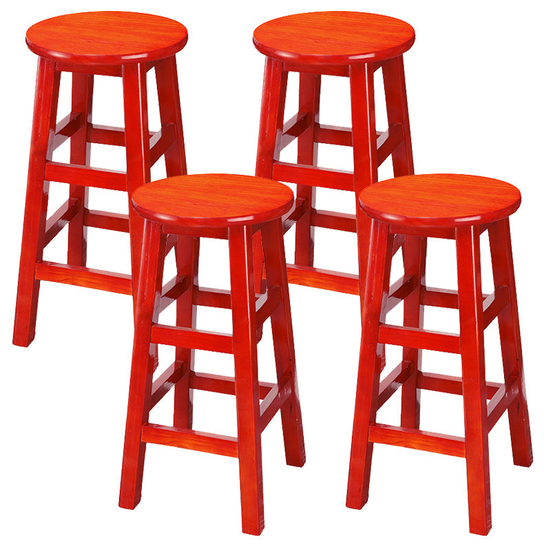 Silla alta redonda de madera maciza sin respaldo Silla de mostrador de madera industrial con 4 patas