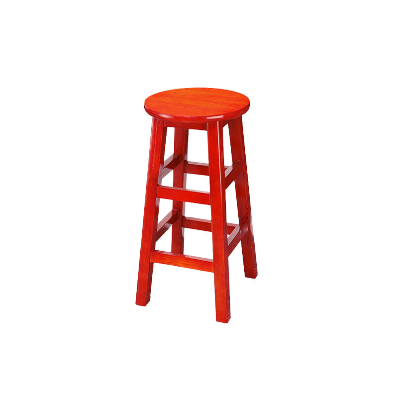 Silla alta redonda de madera maciza sin respaldo Silla de mostrador de madera industrial con 4 patas