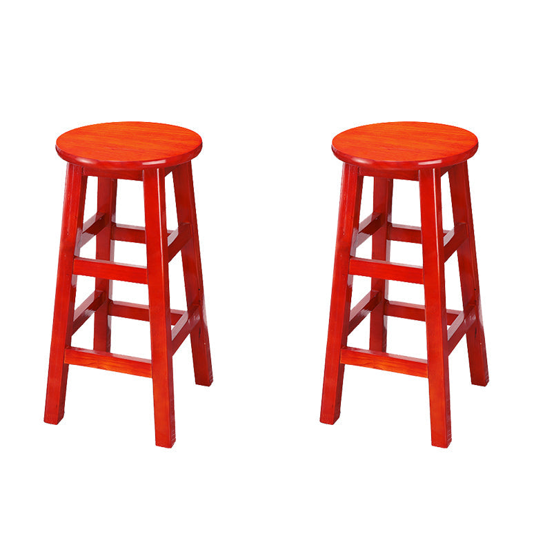 Silla alta redonda de madera maciza sin respaldo Silla de mostrador de madera industrial con 4 patas