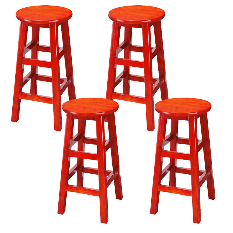 Silla alta redonda de madera maciza sin respaldo Silla de mostrador de madera industrial con 4 patas