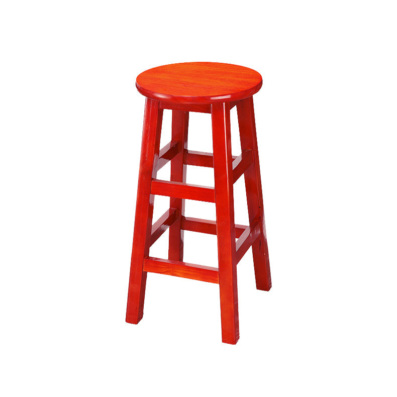 Silla alta redonda de madera maciza sin respaldo Silla de mostrador de madera industrial con 4 patas