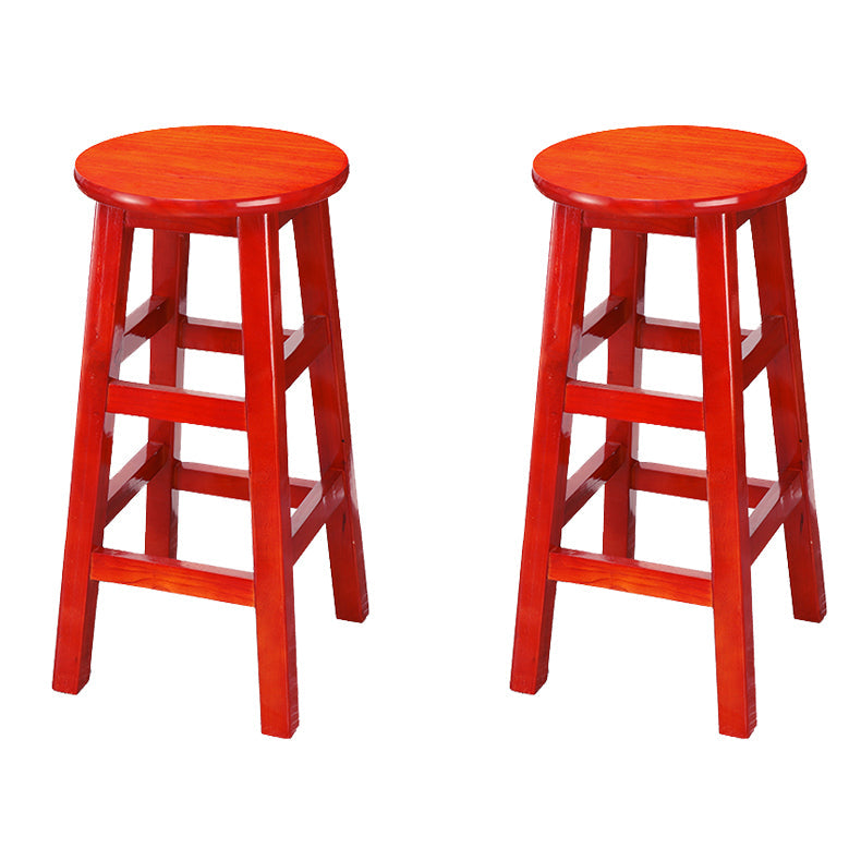 Silla alta redonda de madera maciza sin respaldo Silla de mostrador de madera industrial con 4 patas