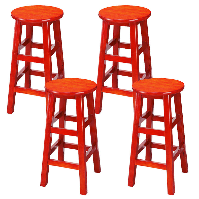 Silla alta redonda de madera maciza sin respaldo Silla de mostrador de madera industrial con 4 patas