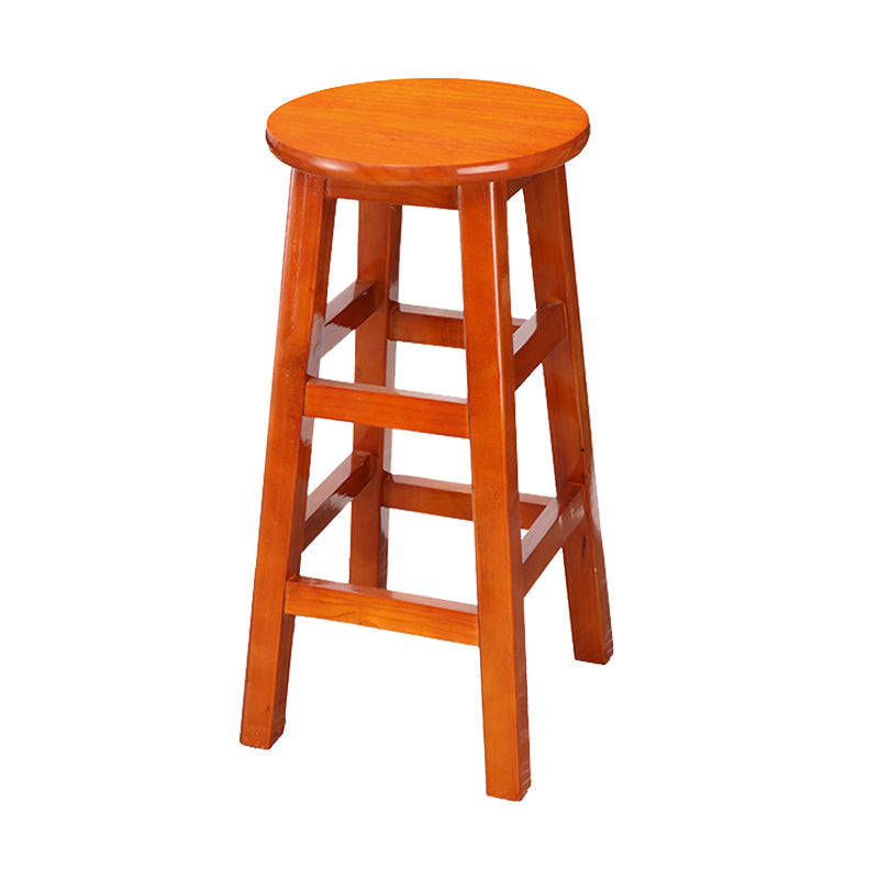 Silla alta redonda de madera maciza sin respaldo Silla de mostrador de madera industrial con 4 patas