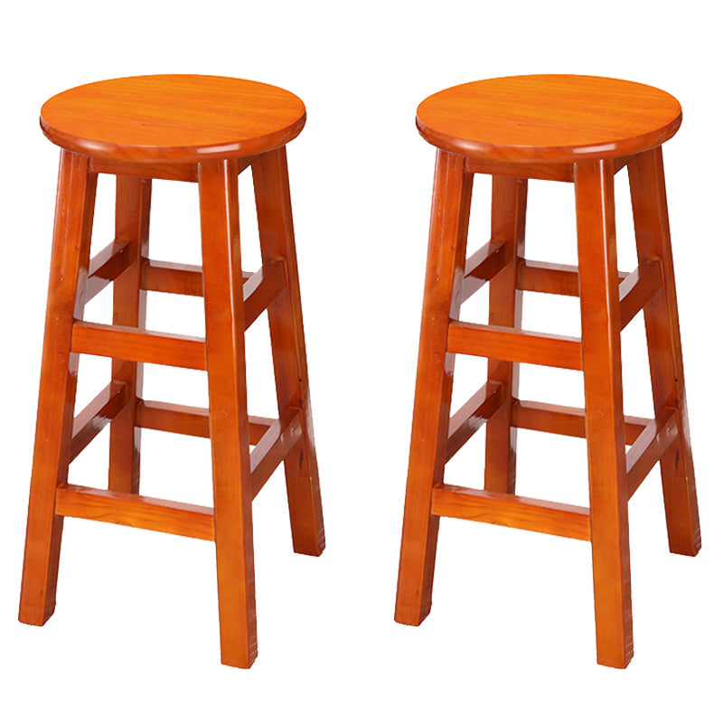 Silla alta redonda de madera maciza sin respaldo Silla de mostrador de madera industrial con 4 patas