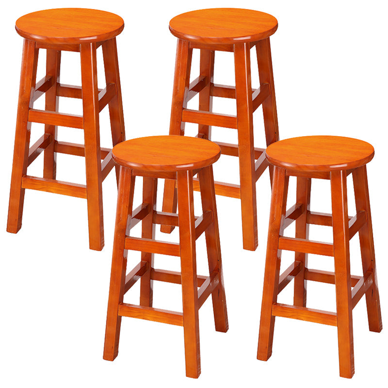 Silla alta redonda de madera maciza sin respaldo Silla de mostrador de madera industrial con 4 patas