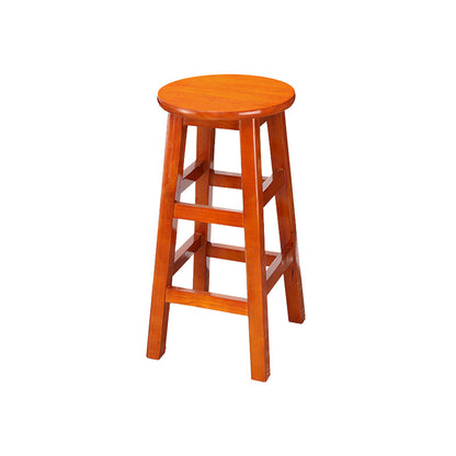 Silla alta redonda de madera maciza sin respaldo Silla de mostrador de madera industrial con 4 patas