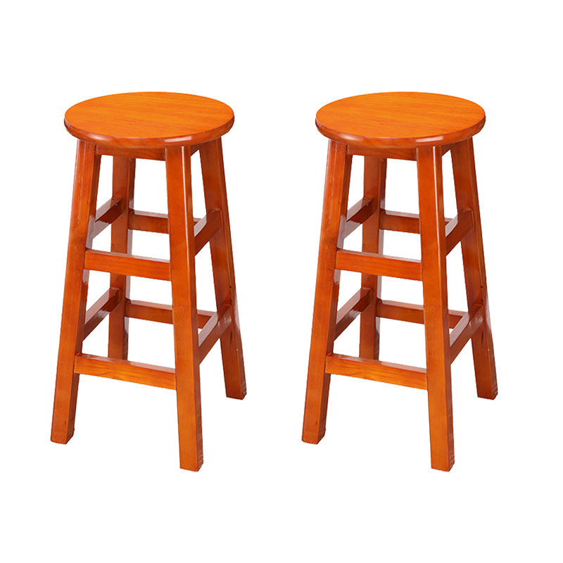 Silla alta redonda de madera maciza sin respaldo Silla de mostrador de madera industrial con 4 patas