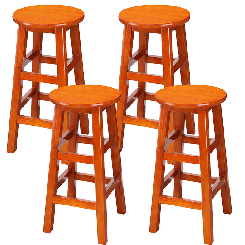 Silla alta redonda de madera maciza sin respaldo Silla de mostrador de madera industrial con 4 patas