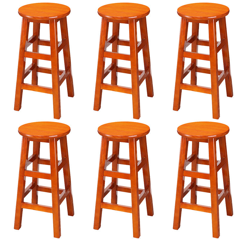 Silla alta redonda de madera maciza sin respaldo Silla de mostrador de madera industrial con 4 patas