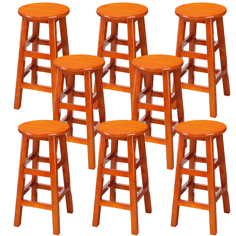Silla alta redonda de madera maciza sin respaldo Silla de mostrador de madera industrial con 4 patas