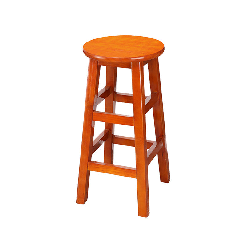 Silla alta redonda de madera maciza sin respaldo Silla de mostrador de madera industrial con 4 patas