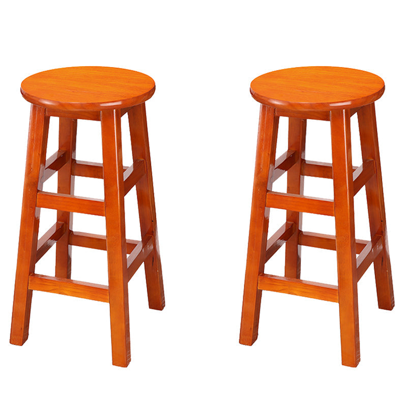 Silla alta redonda de madera maciza sin respaldo Silla de mostrador de madera industrial con 4 patas