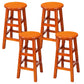 Silla alta redonda de madera maciza sin respaldo Silla de mostrador de madera industrial con 4 patas