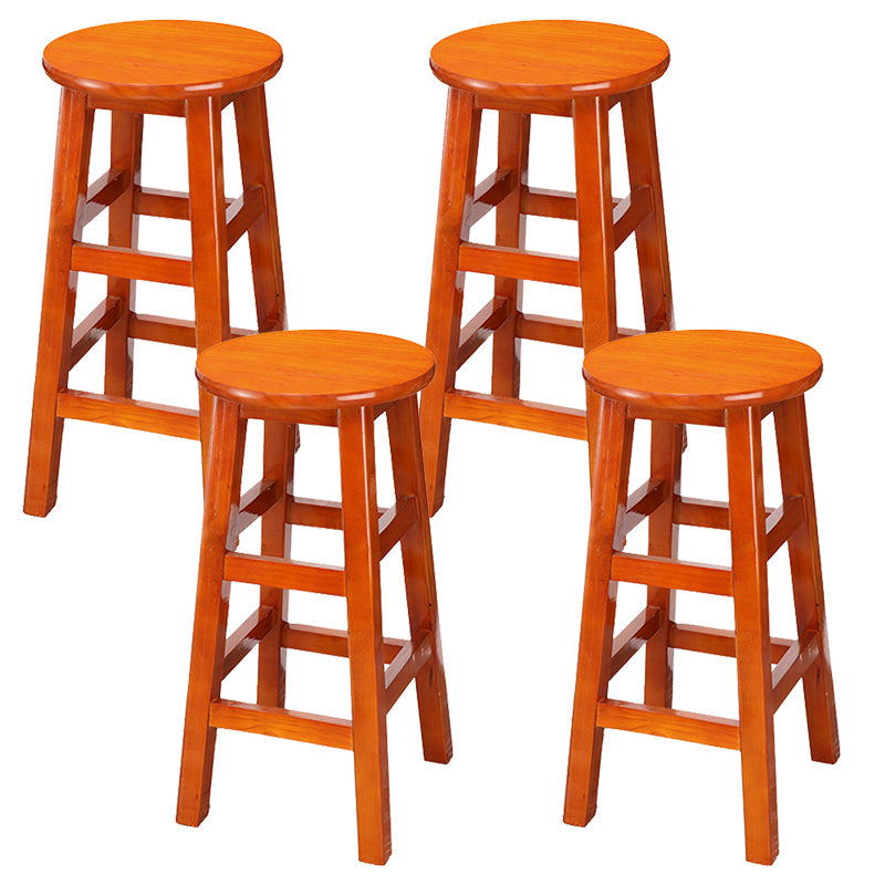 Silla alta redonda de madera maciza sin respaldo Silla de mostrador de madera industrial con 4 patas