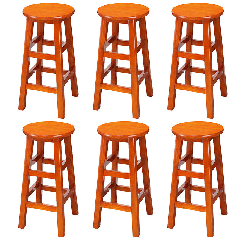 Silla alta redonda de madera maciza sin respaldo Silla de mostrador de madera industrial con 4 patas