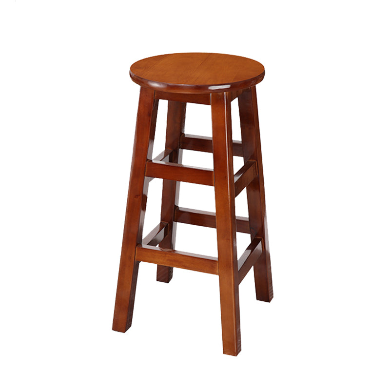 Silla alta redonda de madera maciza sin respaldo Silla de mostrador de madera industrial con 4 patas