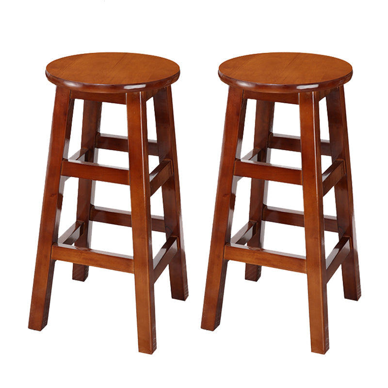 Silla alta redonda de madera maciza sin respaldo Silla de mostrador de madera industrial con 4 patas