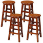 Silla alta redonda de madera maciza sin respaldo Silla de mostrador de madera industrial con 4 patas