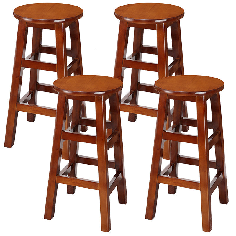 Silla alta redonda de madera maciza sin respaldo Silla de mostrador de madera industrial con 4 patas