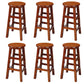 Silla alta redonda de madera maciza sin respaldo Silla de mostrador de madera industrial con 4 patas