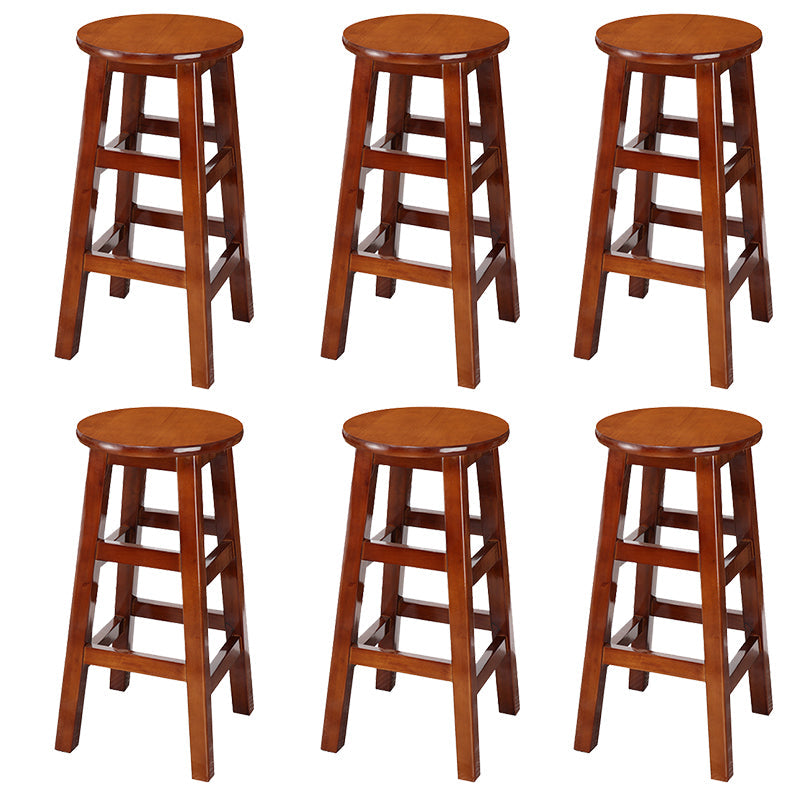 Silla alta redonda de madera maciza sin respaldo Silla de mostrador de madera industrial con 4 patas