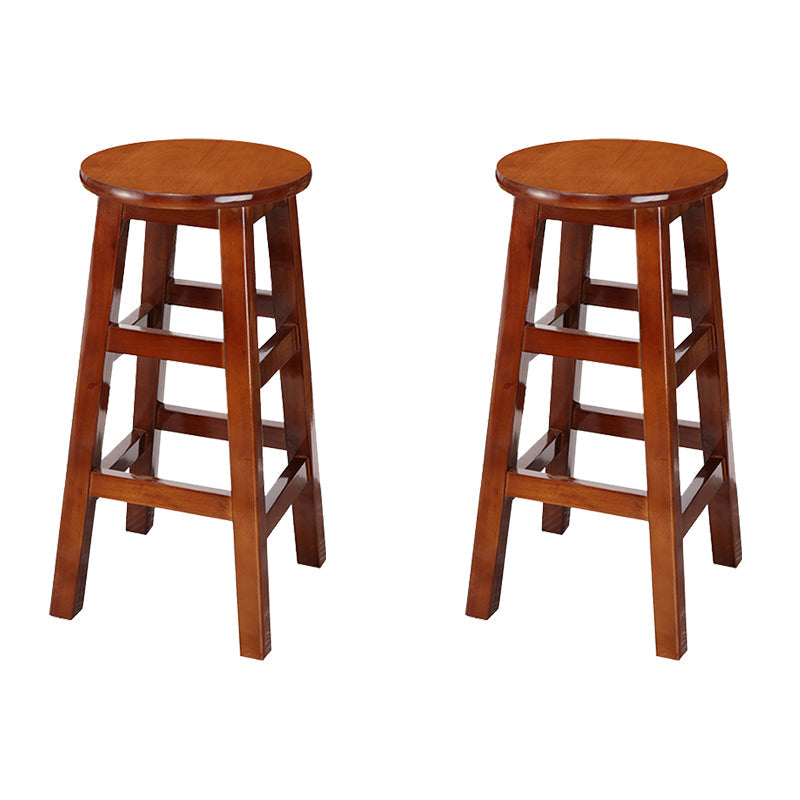 Silla alta redonda de madera maciza sin respaldo Silla de mostrador de madera industrial con 4 patas