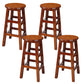 Silla alta redonda de madera maciza sin respaldo Silla de mostrador de madera industrial con 4 patas