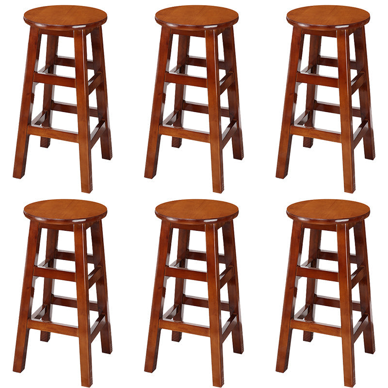 Silla alta redonda de madera maciza sin respaldo Silla de mostrador de madera industrial con 4 patas
