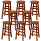 Silla alta redonda de madera maciza sin respaldo Silla de mostrador de madera industrial con 4 patas