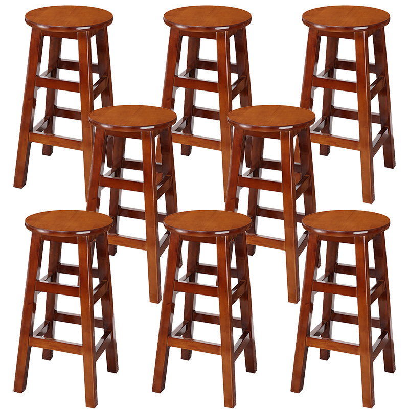 Silla alta redonda de madera maciza sin respaldo Silla de mostrador de madera industrial con 4 patas