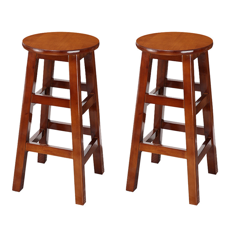 Silla alta redonda de madera maciza sin respaldo Silla de mostrador de madera industrial con 4 patas