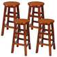 Silla alta redonda de madera maciza sin respaldo Silla de mostrador de madera industrial con 4 patas